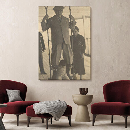 Atatürk Portre Tablosu Mustafa Kemal Atatürk Dikdörtgen Dekoratif Kanvas Tablo-FO-138