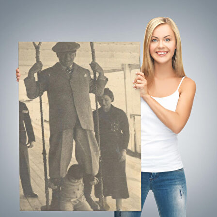 Atatürk Portre Tablosu Mustafa Kemal Atatürk Dikdörtgen Dekoratif Kanvas Tablo-FO-138