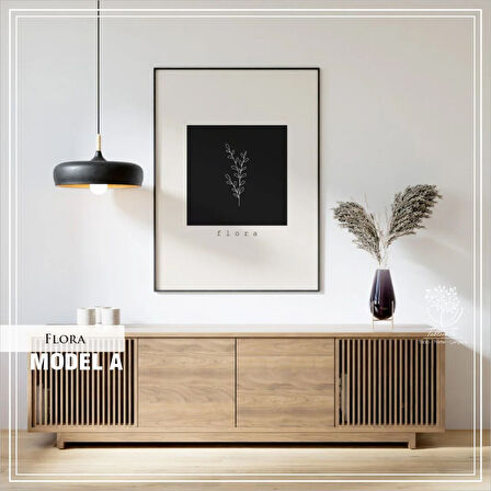 Metal Çerçeveli Camlı Flora Tekli Dekoratif Tablo