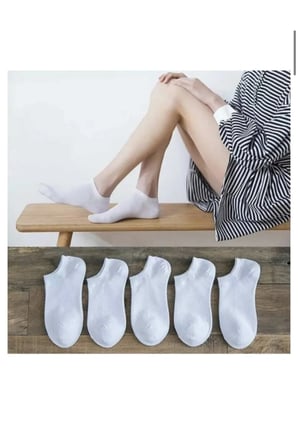 5 Çift Unisex Beyaz Yazlık Bilek Çorap Seti
