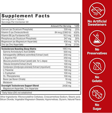 Force Factor Test X180 PM Testo Booster for Men Sleep and Recovery Gaba+Theannie+Boron+Arginine 120
