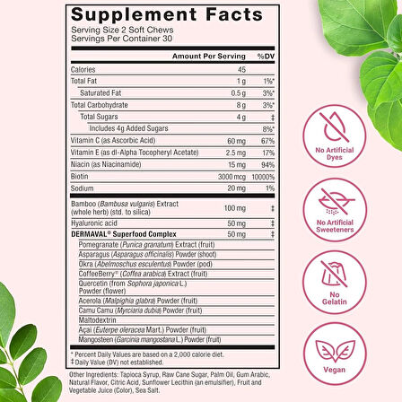Force Factor Collagen Superfoods Women with Biotin Hyaluronic Acid and Vitamin C for Hair Skin Nails 60 Chews