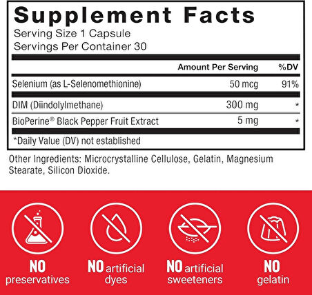 Force Factor, Fundamentals DIM+Selenium Diindolylmethane Estrogen in Men 30 Vegetable Capsules