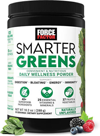Force Factor Smarter Greens Detox Daily Gut Health Digestion 125 Million CFUs of Probiotics