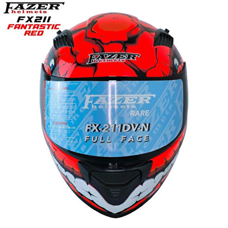 Forza FX Red Fantastic Full Face ( Kapalı ) Güneş Vizörlü ( Gözlüklü ) Motorsiklet Kaskı