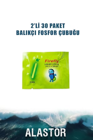 Balıkçı Olta Fosfor 30 Paket Çiftli Light Stick 4.5x39 Mm 30 Paket Olta Fosforu Fosforlu Çubuk