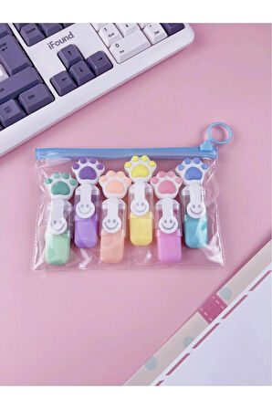 Sevimli Mini Renkli Fosforlu Kalem (6'lı set)