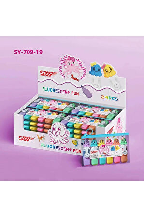 Sevimli Mini Renkli Fosforlu Kalem (6'lı set)