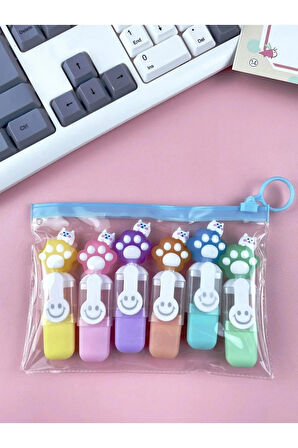 Sevimli Mini Renkli Fosforlu Kalem (6'lı set)