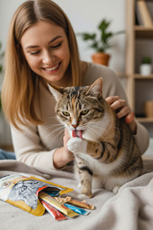 25'li Ödül Maması - Tavuklu & Somonlu - Kedi Ödülü-Mermer Bardak Altlığı Hediyeli