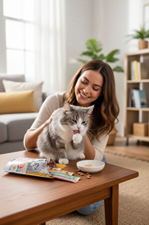 25'li Ödül Maması - Tavuklu & Somonlu - Kedi Ödülü-Mermer Bardak Altlığı Hediyeli