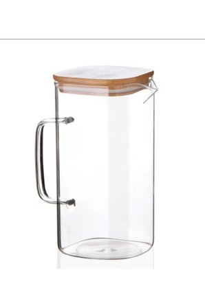 Bambu Kapaklı , Vakumlu Cam Sürahi , 1500ml