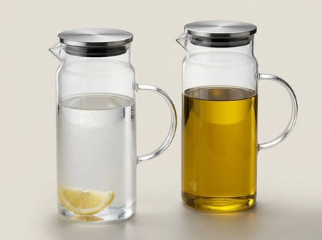 2 Adet Çelik Vakumlu Kapak Borosilikat Sürahi-Cam Yağlık-Sirkelik-Sütlük 1500 ml