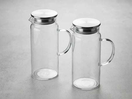 2 Adet Çelik Vakumlu Kapak Borosilikat Sürahi-Cam Yağlık-Sirkelik-Sütlük 1500 ml