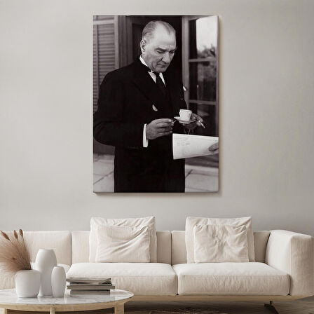 Atatürk Portre Tablosu Mustafa Kemal Atatürk Dikdörtgen Dekoratif Kanvas Tablo-FR-141