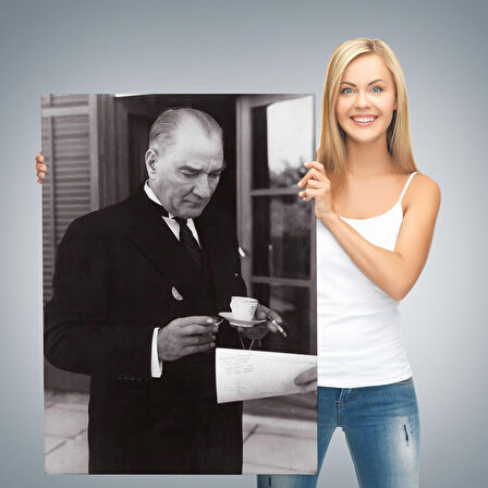 Atatürk Portre Tablosu Mustafa Kemal Atatürk Dikdörtgen Dekoratif Kanvas Tablo-FR-141