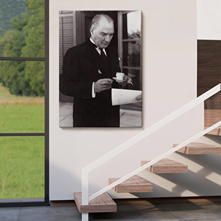 Atatürk Portre Tablosu Mustafa Kemal Atatürk Dikdörtgen Dekoratif Kanvas Tablo-FR-141