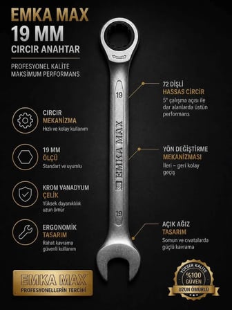 Kombine Anahtar CIRCIR Anahtar 19 mm