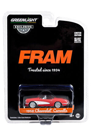 Greenlight Fram Exclusive – 1958 Chevrolet Corvette 1:64 Diecast Model Araç 