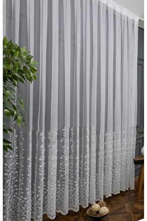 Papatya Etek Nakış Geniş Desen Tarz Tasarım Tül 2 Kat Pileli