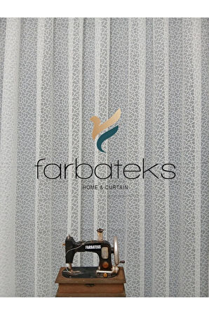 Beyaz Leopar Desen Desen Örrme Model 2kat Pileli Tül Perde