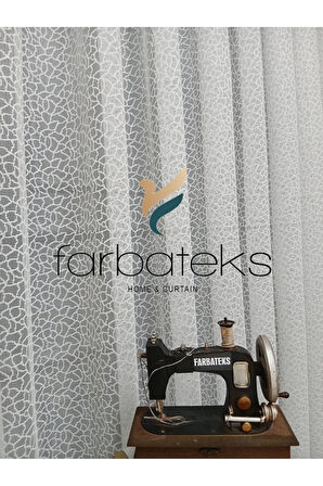 Beyaz Leopar Desen Desen Örrme Model 2kat Pileli Tül Perde