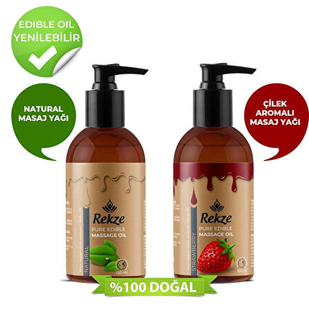 Rekze Vucut Masaj Yagı Çilek Ve Natural Aromalı Rahatlatıcı Masaj Yağı 120 Ml