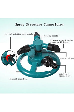 Bahçe sulama fıskıyesi hortum klipsli yağmurlama fiskiyesi 360 derece döner başlık