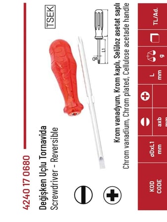 Değişken Uçlu Tornavida 17.5cm