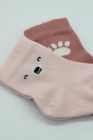 NessiWorld Bear Penye Soket Çorap 2'Li BS10116 Pembe(ADET FİYATIDIR)
