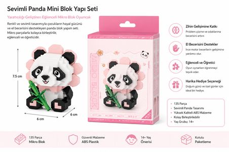 OTURAN SEVİMLİ ÇİÇEK PANDA 350 PARÇA BLOCK OYUNCAK