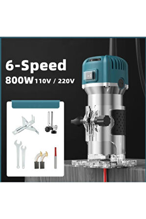 Pro 6 Kademe Devir Ayarlı 600w Formika Traşlama Freze Makinesi 6mm Pens 2 Yıl Garantili