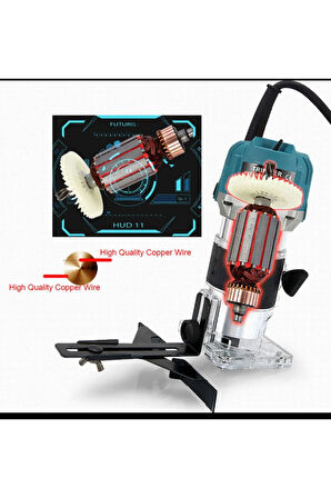 Pro 6 Kademe Devir Ayarlı 600w Formika Traşlama Freze Makinesi 6mm Pens 2 Yıl Garantili