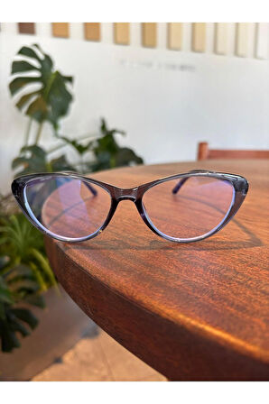 Frida Cat eye Füme 52 ekartman çekik Blue block Mavi Işık Korumalı Cam değişebilir Ekran gözlüğü