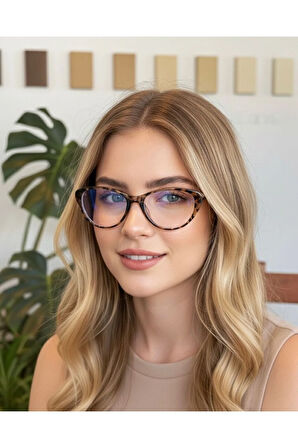 Frida Cat eye 52 ekartman çekik Blue block Mavi Işık Korumalı Cam değişebilir Ekran gözlüğü