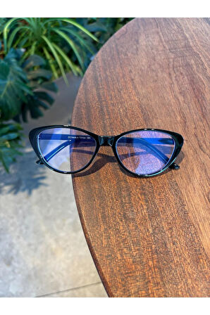 Frida Cat eye 52ekartman çekik Blue block Mavi Işık Korumalı Cam değişebilir Erkan gözlüğü
