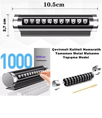 Araç Ön Cam Telefon Numarası Şifre Tip Çevirmeli Numaratör Metal Malzeme Kaliteli