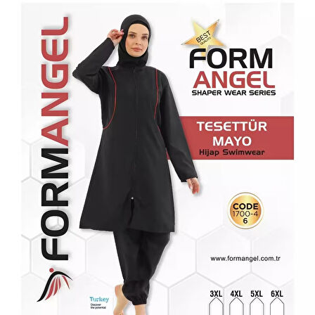 Form Angel Kadın Desenli Büyük Beden Paraşüt Taytlı Fermuarlı Tesettür Mayo 3XL-6XL/1700-4-6