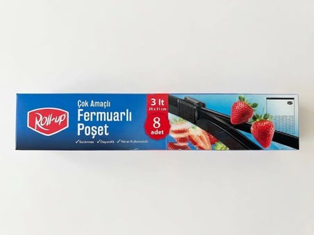 ŞeyliŞeyler - Roll-up Çok Amaçlı Fermuarlı Poşet 3 Lt (24x31 cm) - 8 Adet 1 Paket