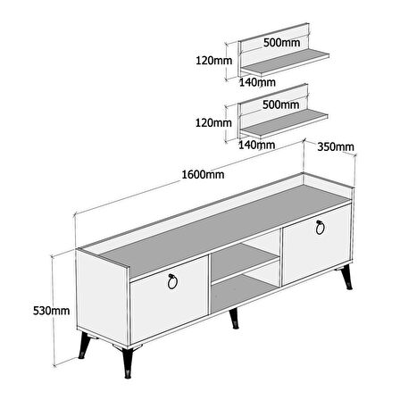 Ferniso Mobilya 160 cm Tv Ünitesi (Raflı) Hud-Beyaz