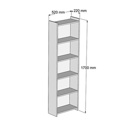 Ferniso Mobilya 5 Bölmeli Kitaplık Hud-Beyaz