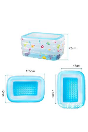 Havuz Bebek Havuzu Derin Havuz 125x100x72 Cm Tabanı Şişmeli