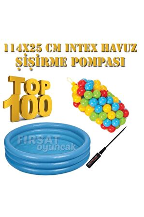 Havuz 122x25 Cm Top Oyun Deniz Havuzu 100 Adet 6 Cm Top Pompa