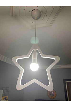 Ahşap Wooden Yıldız Sarkıt Avize Ahşap Lüks Rustik Modern Dekoratif Lamba Çocuk Odası Avize