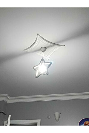 Ahşap Wooden Yıldız Sarkıt Avize Ahşap Lüks Rustik Modern Dekoratif Lamba Çocuk Odası Avize