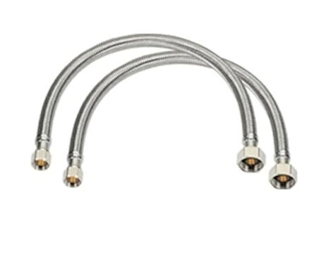 2 Adet Klozet Bağlantı Hortumu Çelik Örgülü Taharet Musluğu 3/8-3/8 Diş Paslanmaz 70 CM Krom