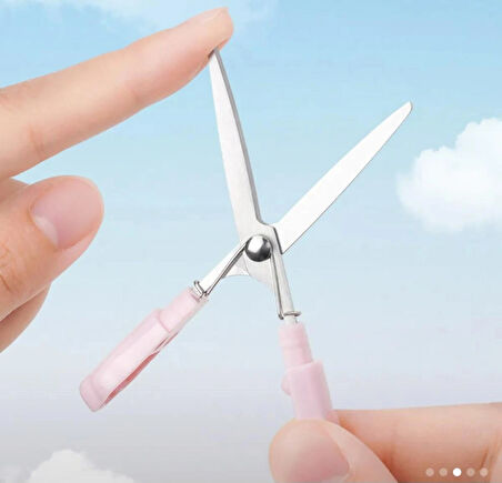 kedi patili mini kapaklı yaylı uçlu mini makas gökküşapı rengi sevimli hediyelik 1 adet