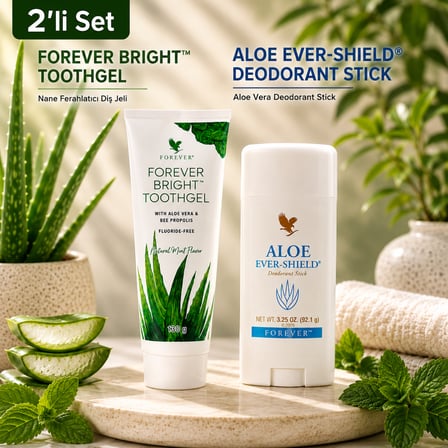 Forever Aloe Ever-Shield Roll-On Deodorant 92,1 g + Bright Toothgel Diş Macunu 130 g  2'li Set