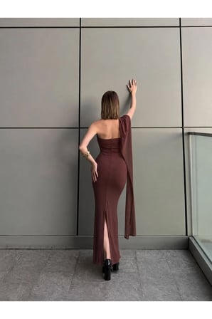Kadın Şallı Maxi Uzun Likralı Elbise