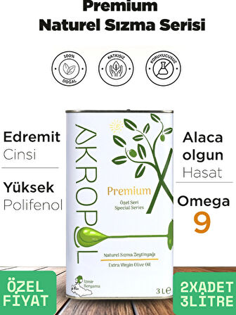 Natürel Sızma Zeytinyağı-soğuk Sıkım Zeytinyağı-alaca Hasat-düşük Asit-polifenollü-6litre